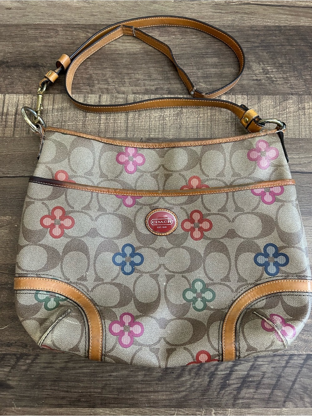 Coach Peyton Signature Monogram Clover Hobo Bag - Multi Colour Y2K Vintage
